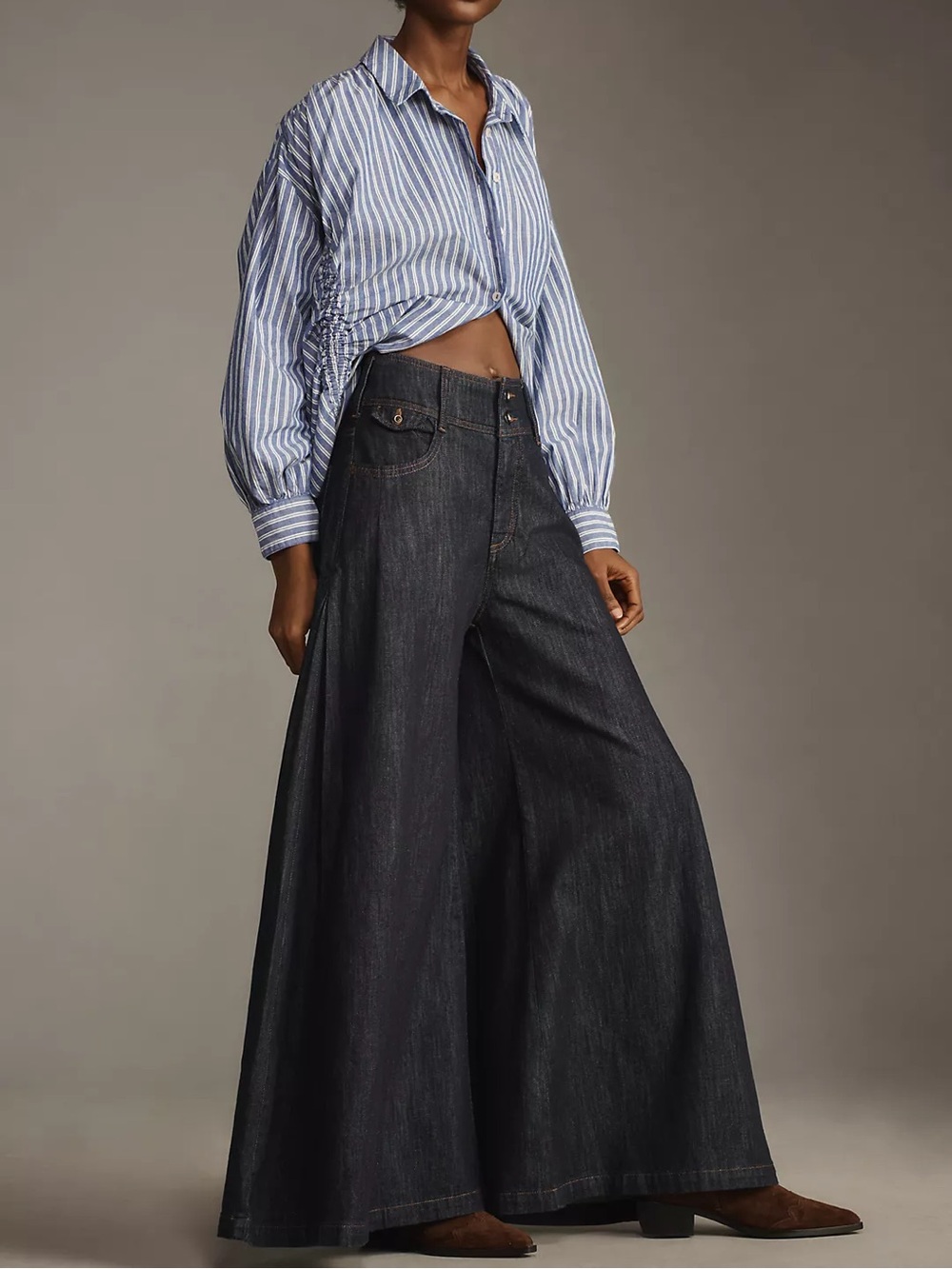 Anthropologie Pilcro Dramazzo Ultra Wide-Leg Jeans Blue Size 29 - Picture 3 of 16